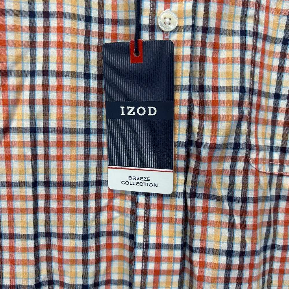 Izod Breeze‎ Collection Mens Small Red Clay Plaid Cool FX Short Sleeve Shirt NEW - Picture 7 of 9